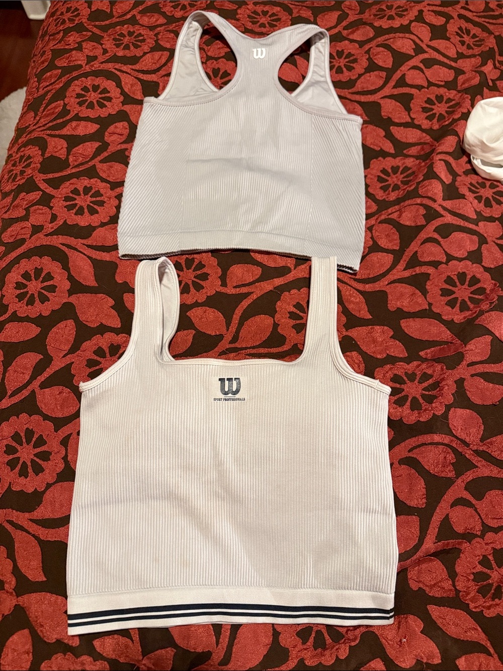 Wilson White Ribbed Sports Crop & Tank Duo — Women's Athletic Tops two pairs